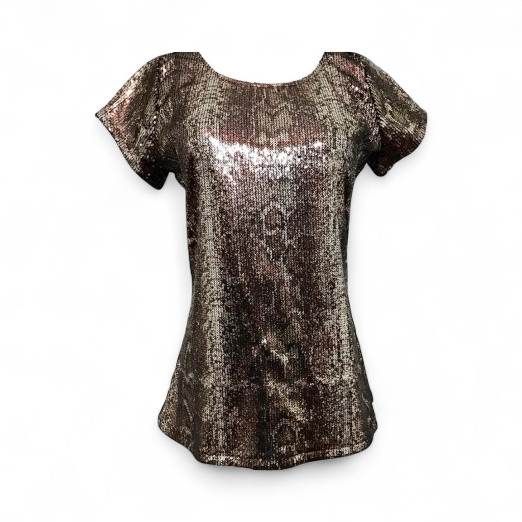 Inc. Sequin Python Print Top